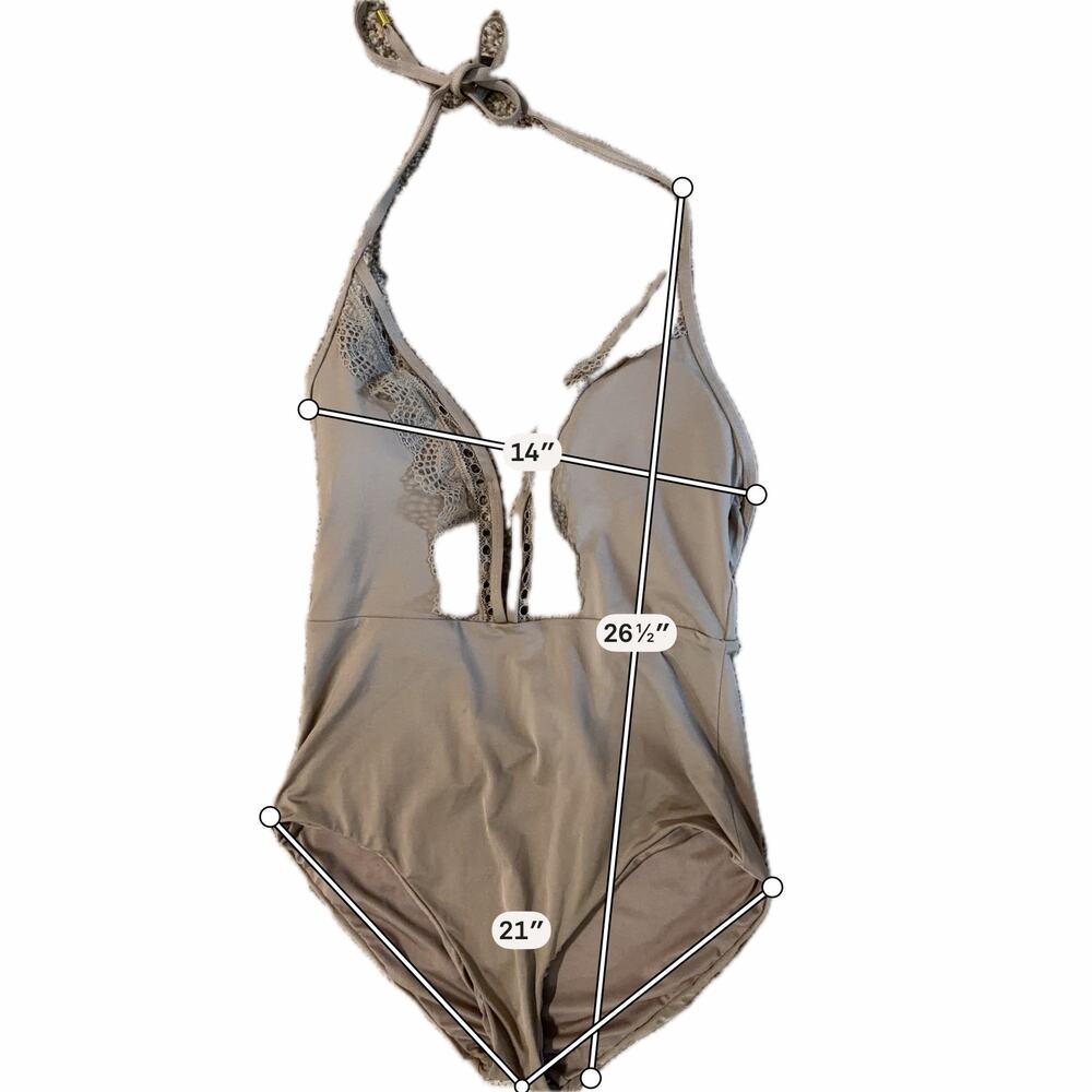 Laundry Beige One Piece Swimsuit NWT M - Picture 2 of 6